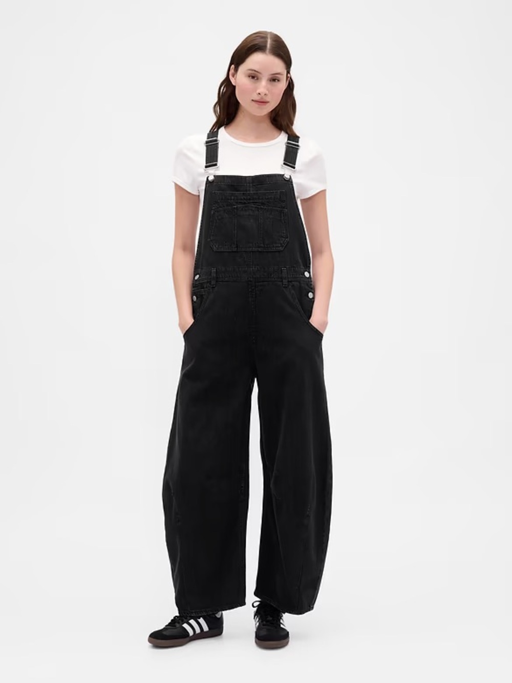 Gap Black Wash Horseshoe Denim Overalls Large